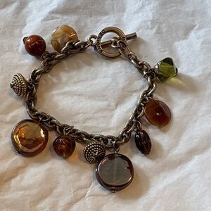 Deja Designs Amber and Olive Glass Charm Bracelet